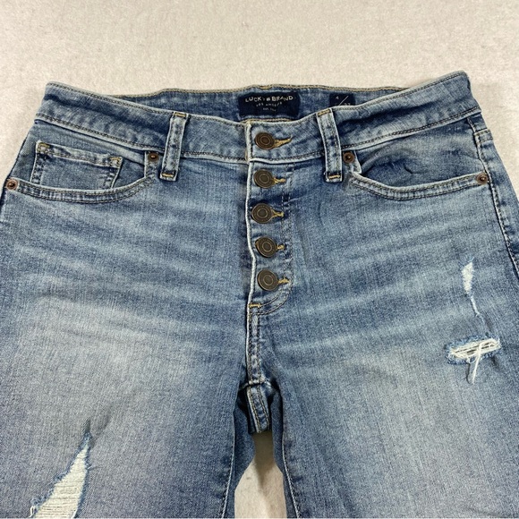 Lucky Brand Shorts The Roll Up Shorts Button Fly Jean Shorts Distressed … - Picture 6 of 11